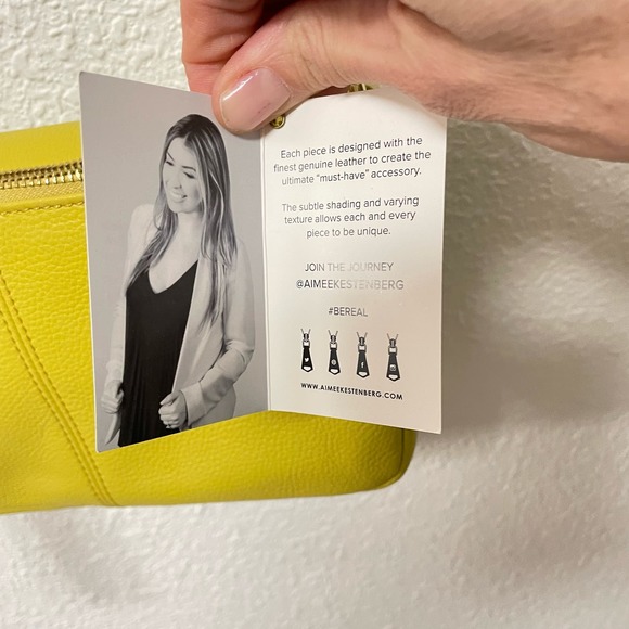 NWT Aimee Kestenberg Pebble Leather Yellow Crossbody Bag - Picture 9 of 13